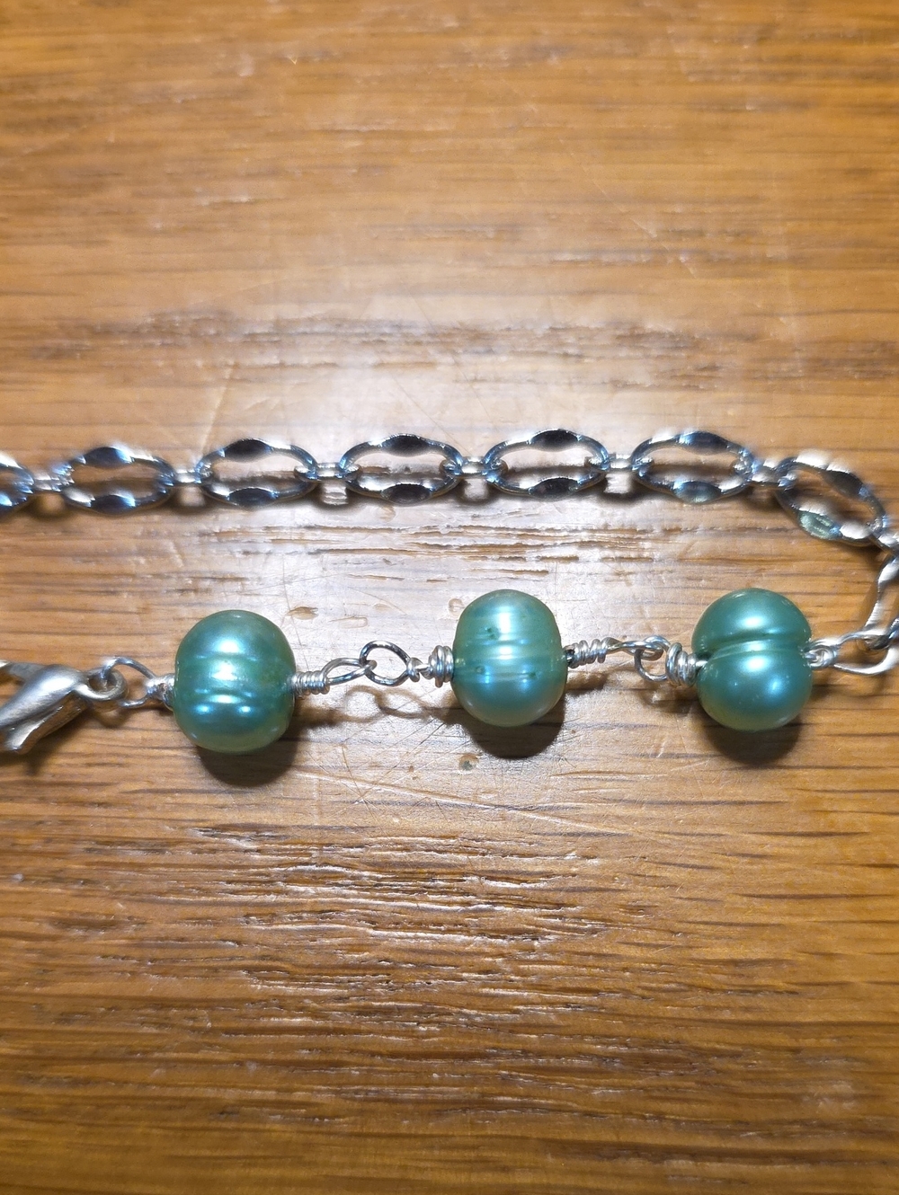 Teal Fresh Water Pearl Bracelet